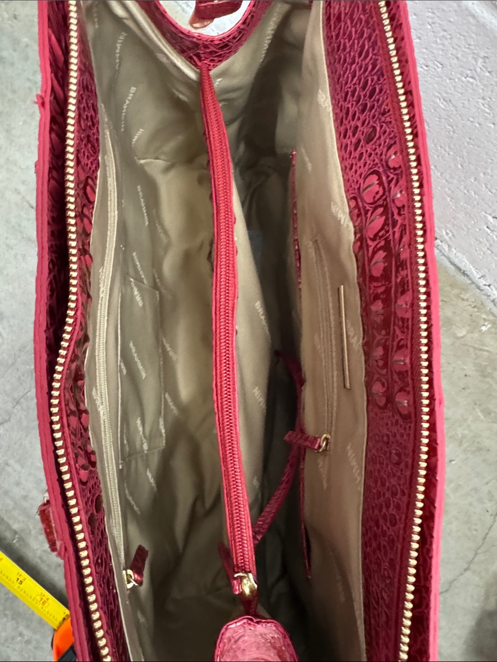 Brahmin “Finley Carryall Red Dragon” Croc-Embossed Satchel - Picture 5 of 9
